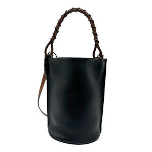 Loewe Gate Leather Bucket Leather Shoulder Bag Black Brown